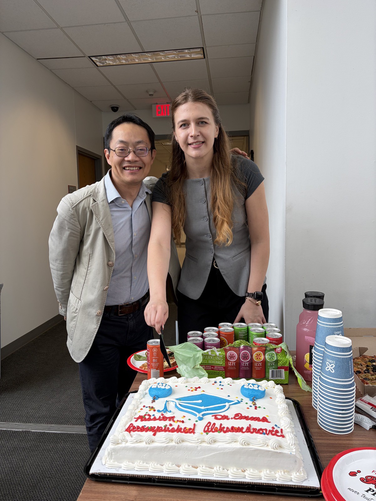 Emma Aleksandrovic with mentor Siyuan Zhang at the celebration